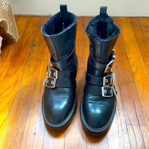 Zara Moto boots black with metal buckles